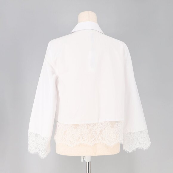 NWT L'AGENCE Levo Lace Trim Cropped Boxy Shirt in White Size S - Picture 7 of 12